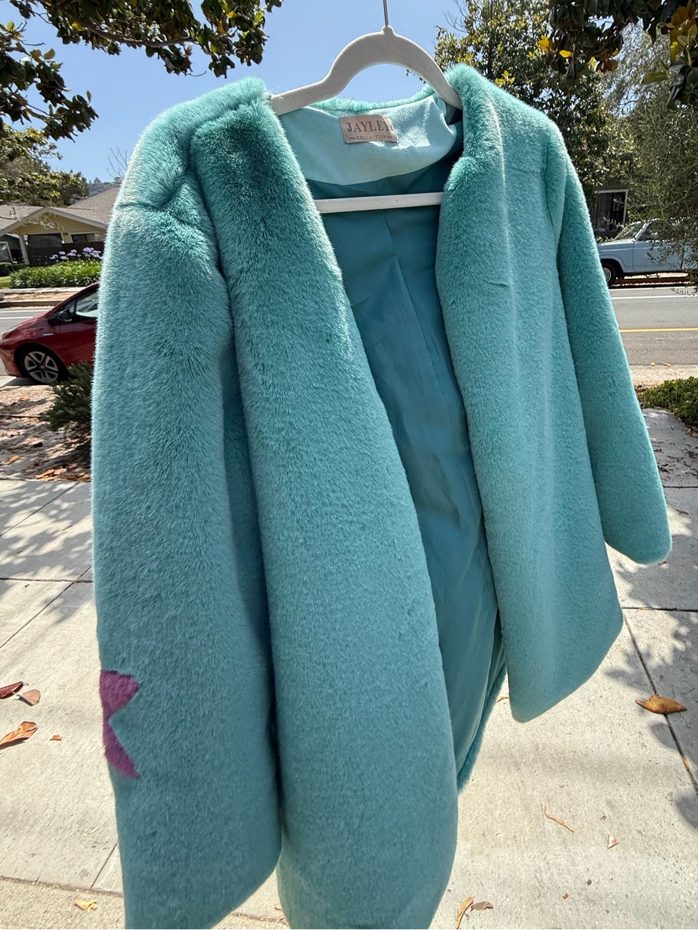 Kayley Plush Aqua Faux-Fur Coat